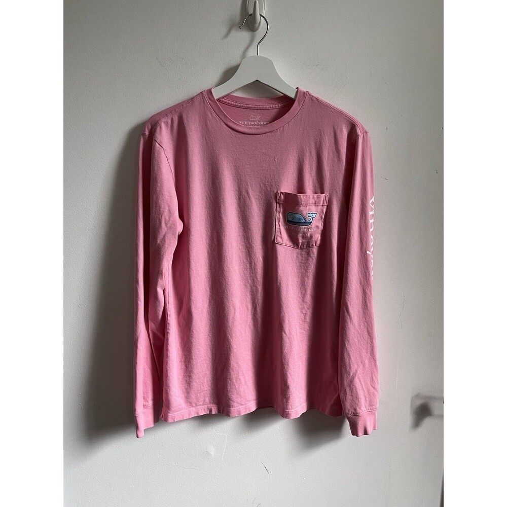 Vineyard Vines Shirt Mens XS Pink New Jersey Whale Long Sleeve Pocket Tee